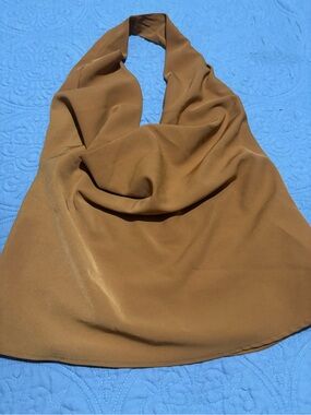 Zara Draped Halter Scarf in Tan Brown